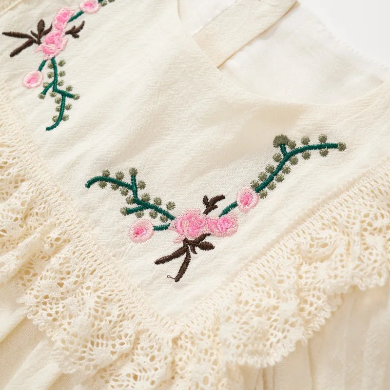 Girls Embroidered Dresses, Kids' Summer Dresses. Toddler Dress, Classic Knee Length Children's Dress