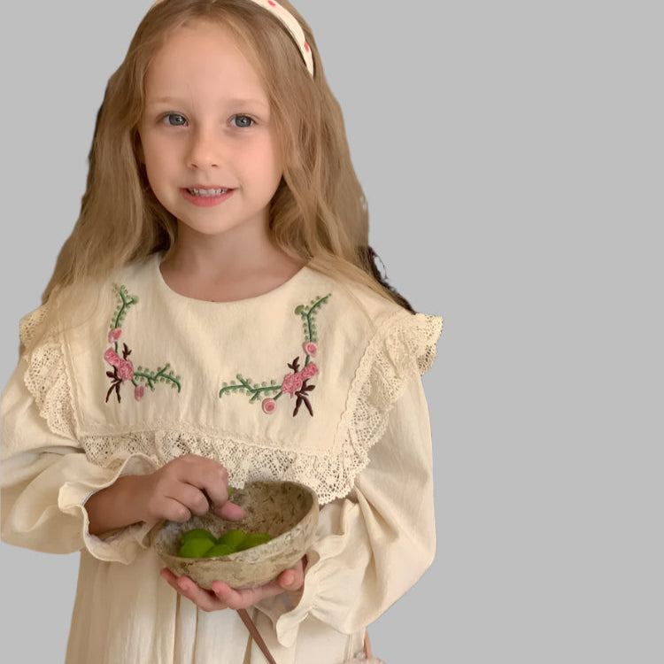 Girls Embroidered Dresses, Kids' Summer Dresses. Toddler Dress, Classic Knee Length Children's Dress