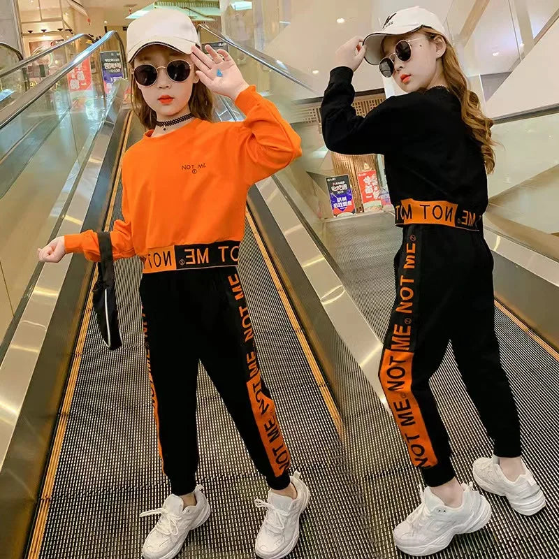 Girls Tracksuit Trendy Joggers Sweatshirt KIDZADORA UK