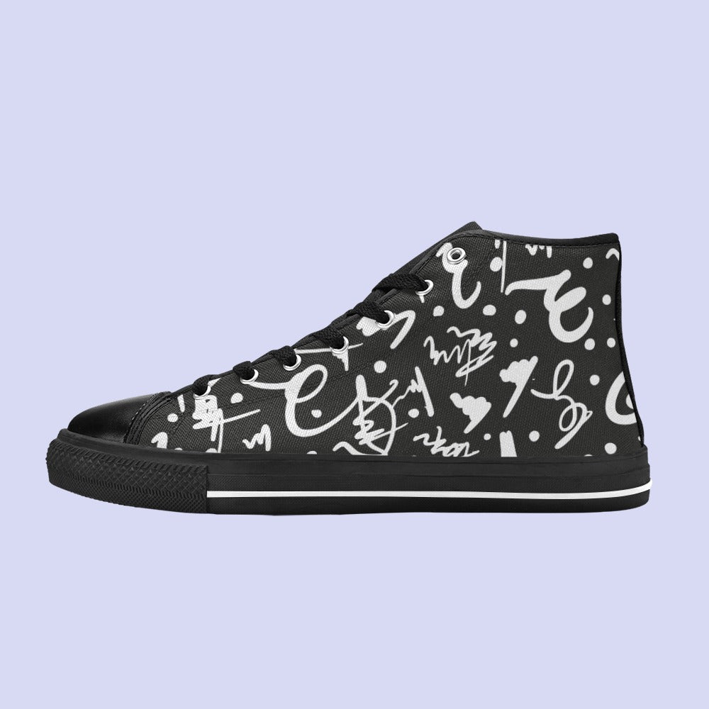 Kids Shoes | Kids Canvas High Top Shoes | Graffiti Design Kids Footwear | KIDZADORA Baby & Children's Clothing & Footwear UK