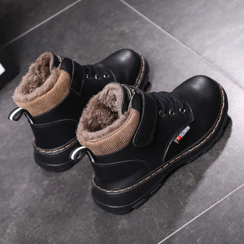 Trendy Black Winter Ankle Snow Boots Shoe Lined Non Slip | Children's Snow Boots | KIDZADORA Kids Clothing & Footwear | UK