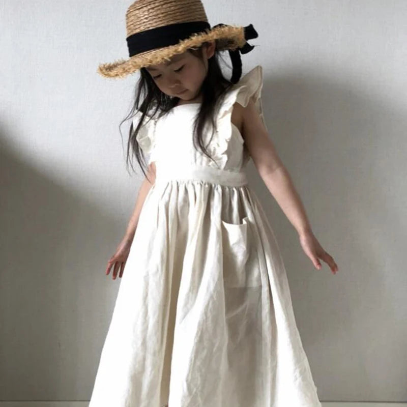 Toddler, Girls, Cotton, Mid-Calf Length Dress, Sleeveless, Ruffle Sleeve, Summer, Baby, Infant, Dresses | KIDZADORA Kids Clothing UK