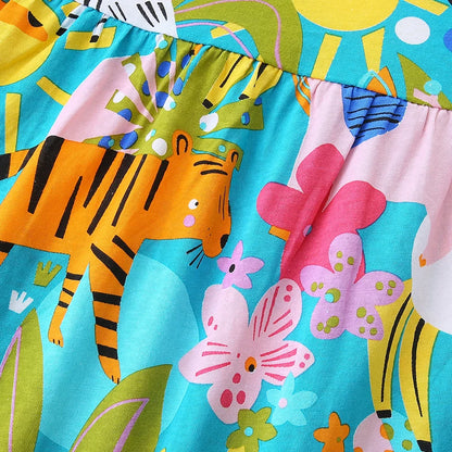 Beach-Pretty-Animal-Print-Girls-Summer-Cotton-Dress-Kids