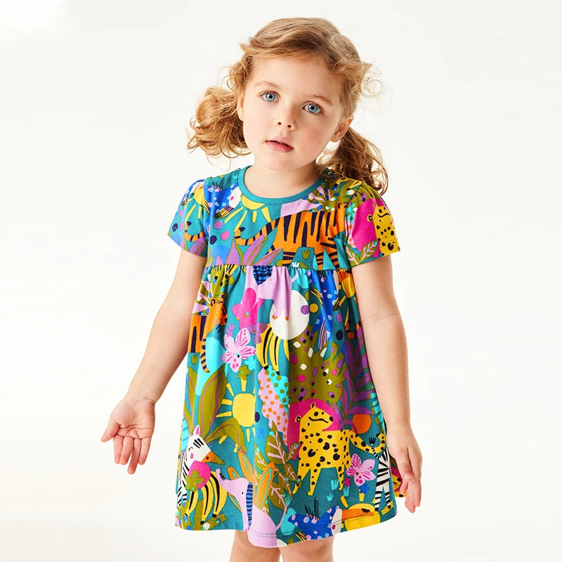 Animal-Print-Girls-Summer-Cotton-Dress-Kids