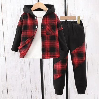 Boys Casual Outfit, Kids Sweatpants + Top, Jogging Bottoms, Trendy Boys Red  Plaid Clothing Set, KIDZADORA Baby & Children's Fashion, UK