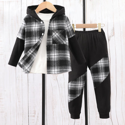 Boys Casual Outfit, Kids Sweatpants + Top, Jogging Bottoms, Trendy Boys Plaid Clothing Set, KIDZADORA Baby & Children's Fashion, UK