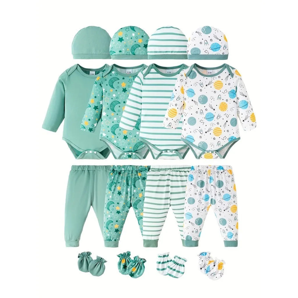 Baby Clothing Multi Pack of Long Sleeved Bodysuit & Joggers Hats & Gloves