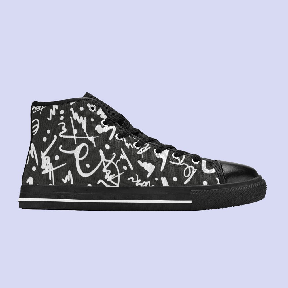 Boys Baseball Style High Top Shoes | Kids Shoes | Kids Canvas High Top Shoes | Graffiti Design Kids Footwear | KIDZADORA Baby & Children's Clothing & Footwear UK