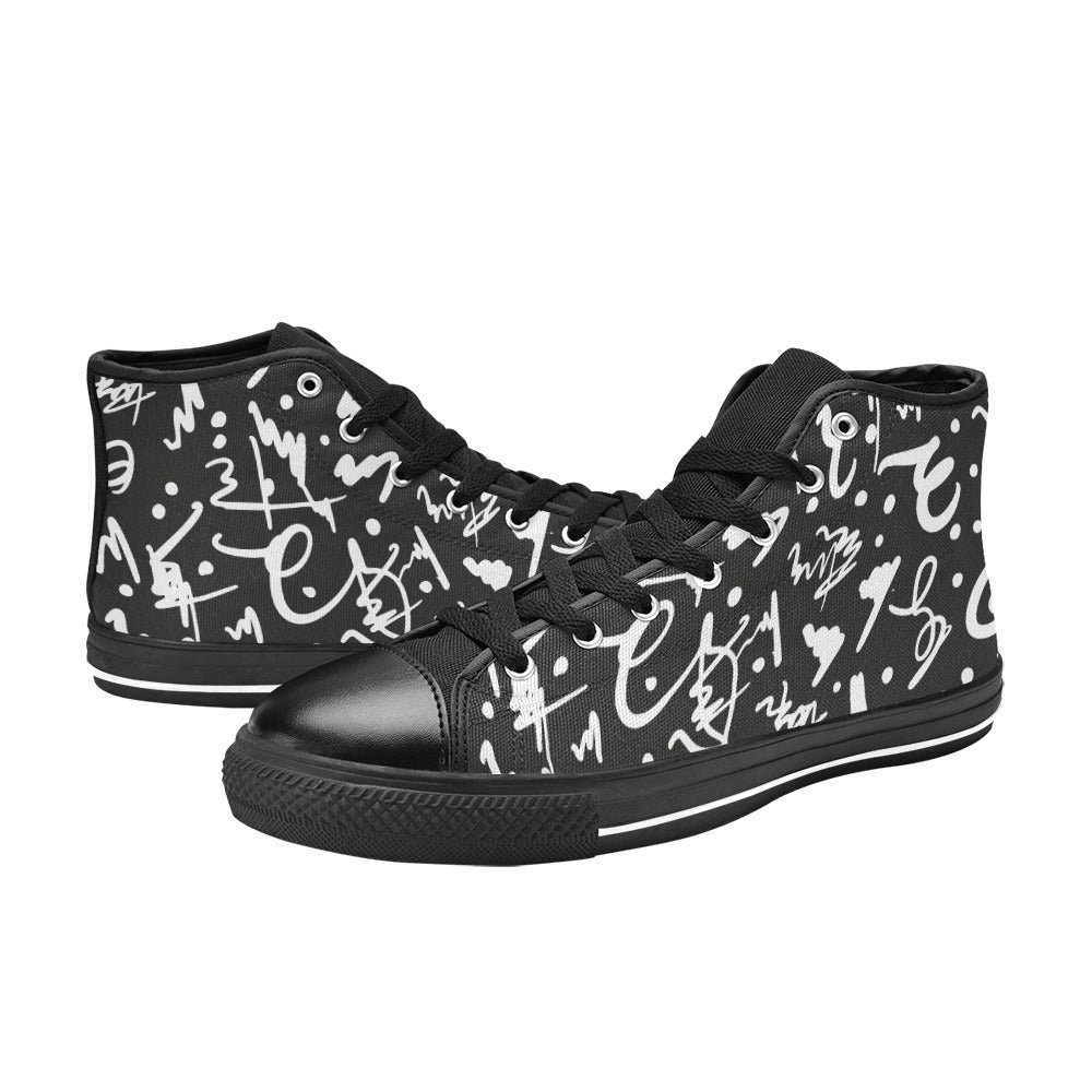 Baseball Style Kids Shoes | Kids Canvas High Top Shoes | Graffiti Design Kids Footwear | KIDZADORA Baby & Children's Clothing & Footwear UK