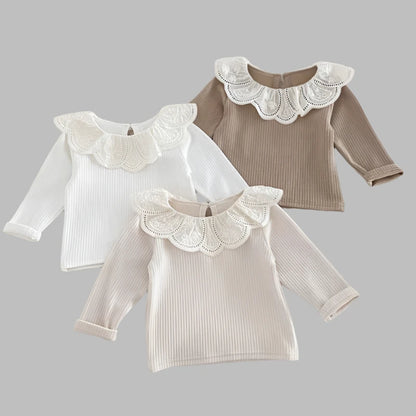 Baby Tops, Infant Tops, Toddler Tops, Long Sleeve, Lace Collar Top, Girls Clothes, KIDZADORA Kids Clothing UK