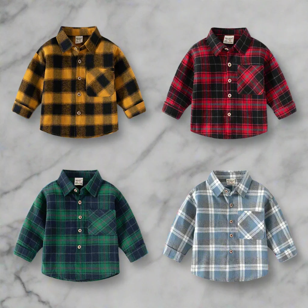 Boys Plaid Shirt, Toddler Tops, Long Sleeve, Kids Fashion, KIDZADORA Children's Clothing UK