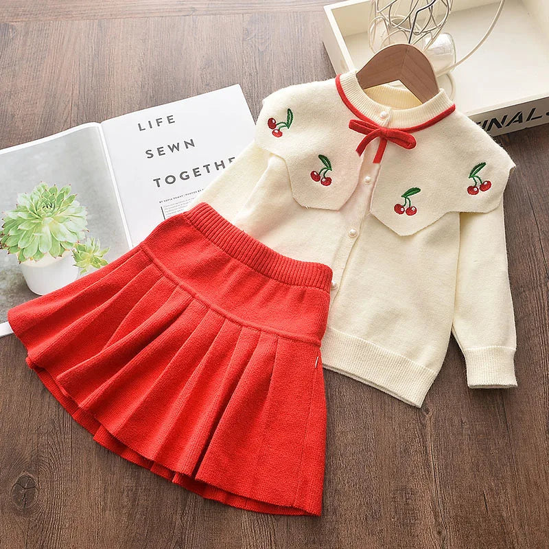 Toddler Knitted Clothes Set | Girls Winter Skirt & Embroidered  Sweater | Girls Stylish Fashion | KIDZADORA Baby & Children's Clothing