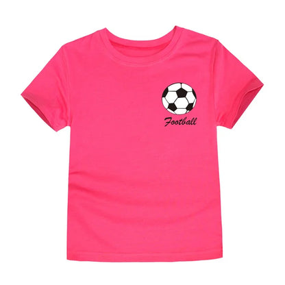 Kids T-Shirt-Boys T-Shirt-Girls T-Shirt-Children's Pink Football Tee-KIDZADORA UK