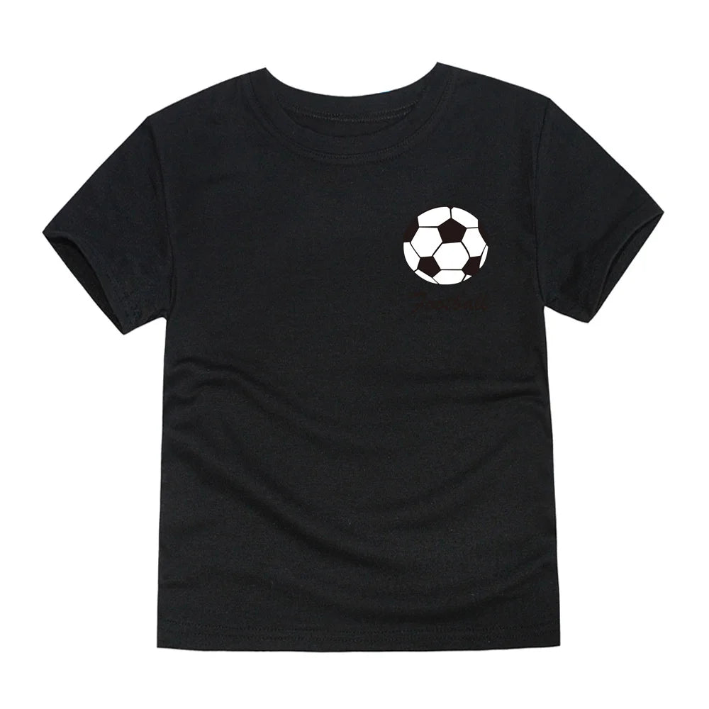 Kids T-Shirt-Boys T-Shirt-Girls T-Shirt-Children's Black Football Tee-KIDZADORA UK