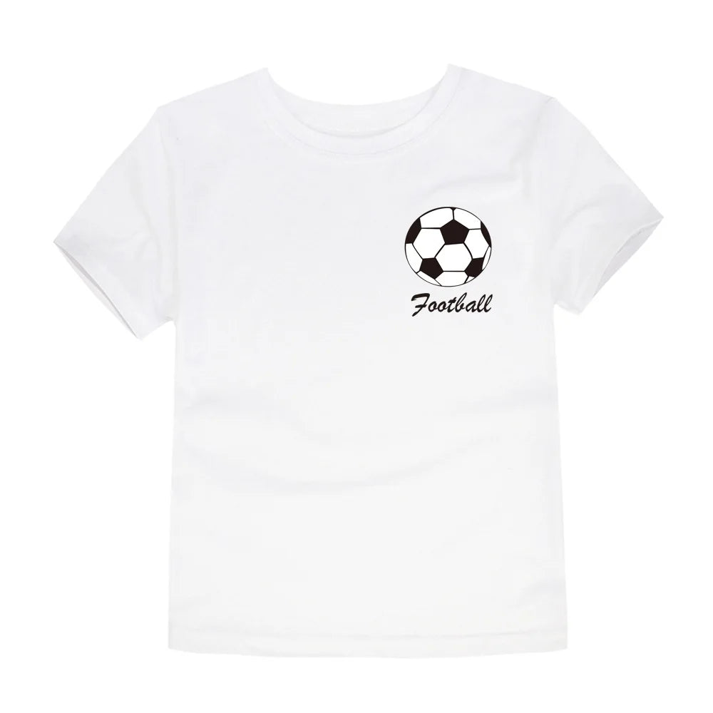 Kids T-Shirt-Boys T-Shirt-Girls T-Shirt-Children's White Football Tee-KIDZADORA UK