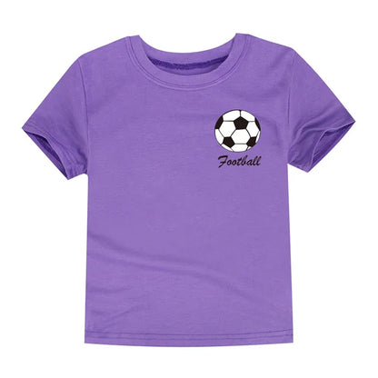 Kids T-Shirt-Boys T-Shirt-Girls T-Shirt-Children's Purple Football Tee-KIDZADORA UK