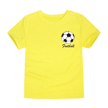 Kids T-Shirt-Boys T-Shirt-Girls T-Shirt-Children's Yellow Football Tee-KIDZADORA UK