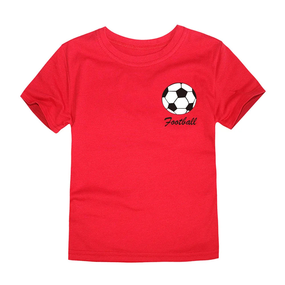 Kids T-Shirt-Boys T-Shirt-Girls T-Shirt-Children's Red Football Tee-KIDZADORA UK