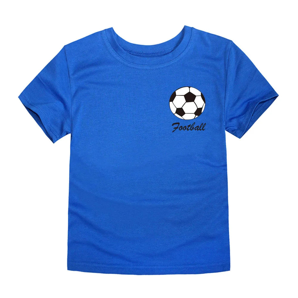 Kids T-Shirt-Boys T-Shirt-Girls T-Shirt-Children's Blue Football Tee-KIDZADORA UK