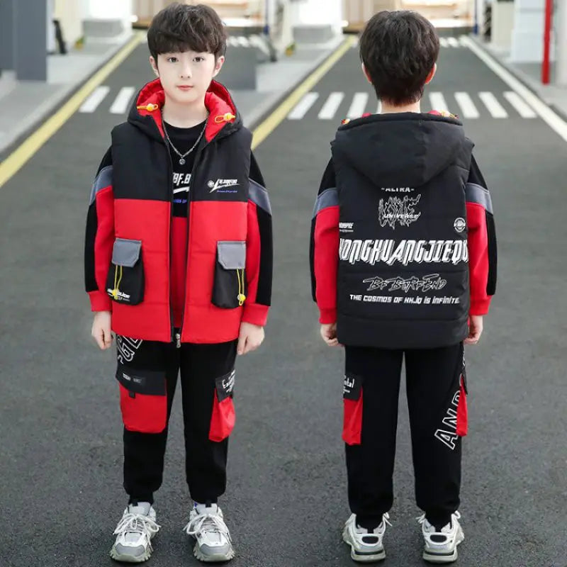 Boys Sporty 3pc Clothing Set 5 14 Years Red 5T