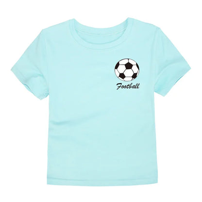 Kids T-Shirt-Boys T-Shirt-Girls T-Shirt-Children's Light Blue Football Tee-KIDZADORA UK