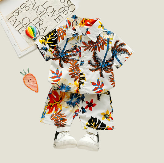 Boys Short Sleeve Shirt + Shorts Set Outfit Summer, Baby & Toddler Clothes, Baby Boys Outfit, Toddler Clothing Set, Summer, Hawaiian Shirt & Shorts Set