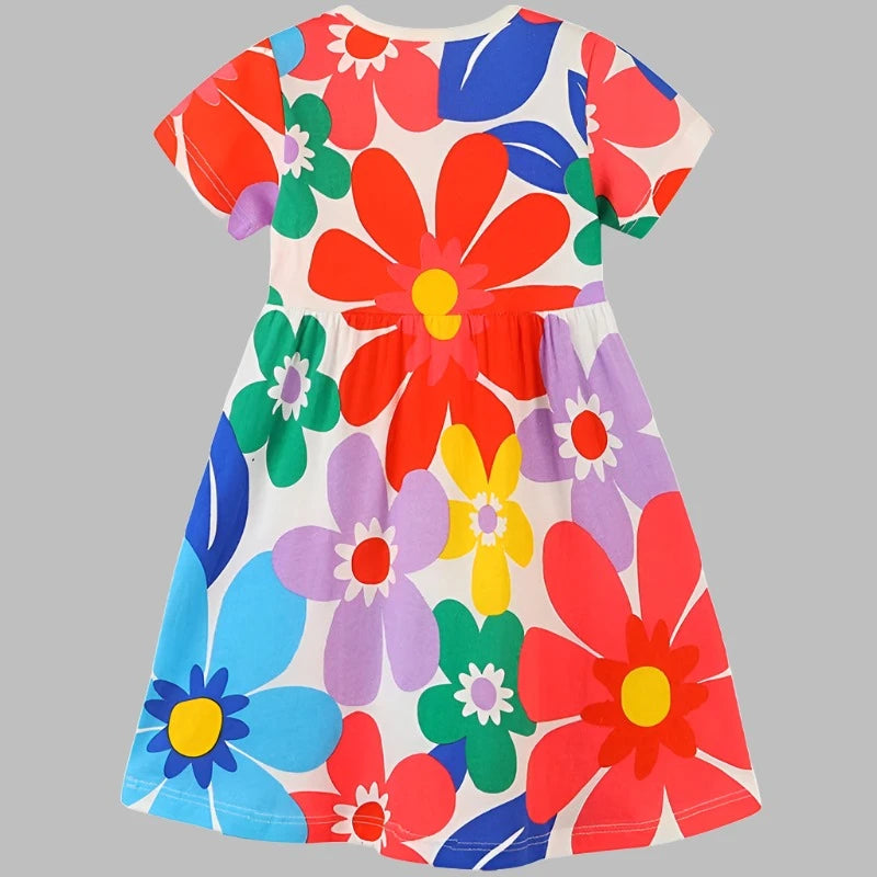 Kids-Girl-Cotton-Summer-Flower-Printed-Children's-Dress