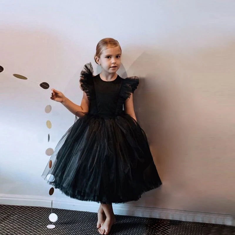 girls-black-princess-ball-gown-wedding-party-dress-3-8-years-KIDZADORA Baby & Children's Clothing - UK