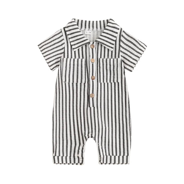 Baby Romper Striped Jumpsuit Short Sleeves KIDZADORA Baby & Children's Clothing London UK