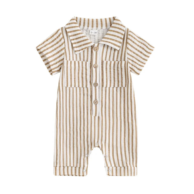 Baby Boy Romper Striped Jumpsuit Short Sleeves KIDZADORA Baby & Children's Clothing UK