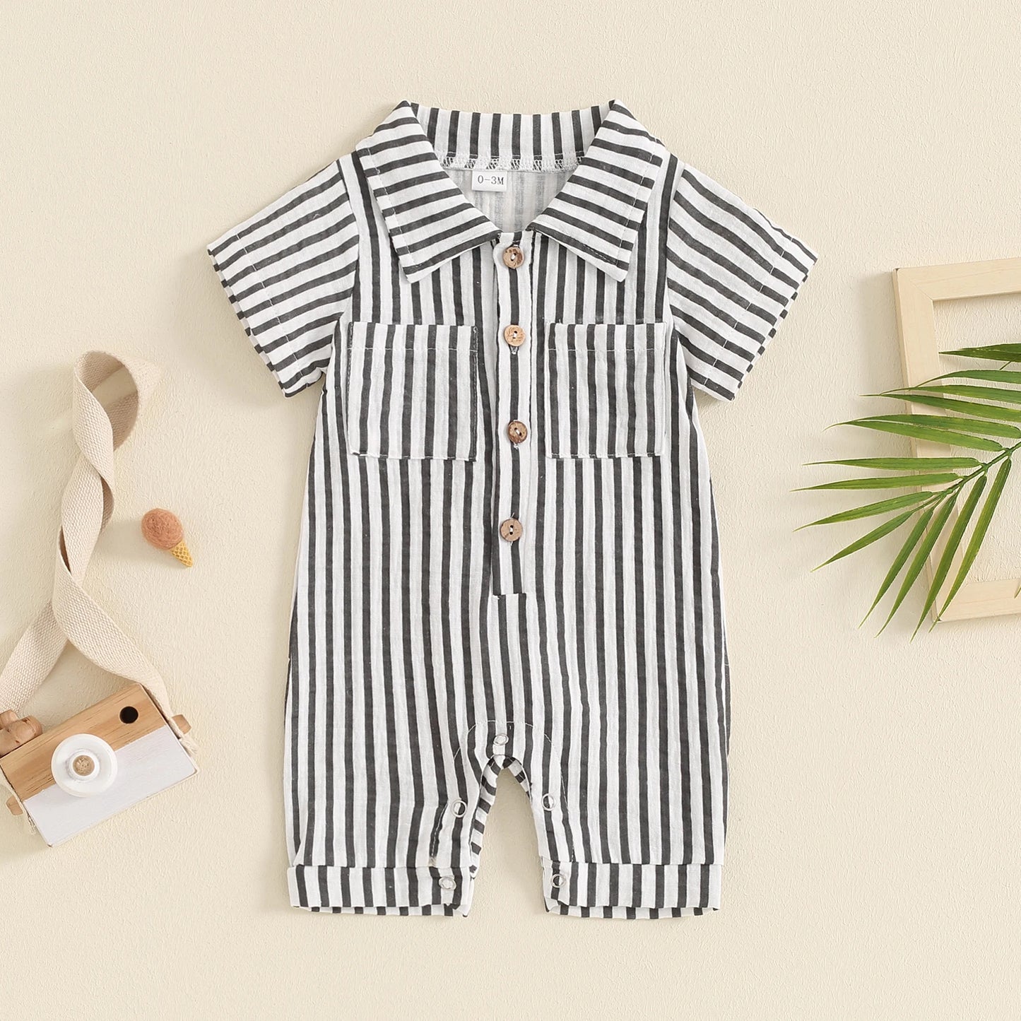 Baby Romper Striped Jumpsuit Short Sleeves KIDZADORA Baby & Children's Clothing UK