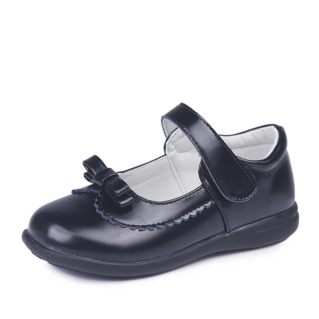 Girls Classic Black Shoes | Girls Leather Shoes | Girls School Shoes | Kids Footwear Hook & Loop | KIDZADORA  Clothing & Footwear | UK