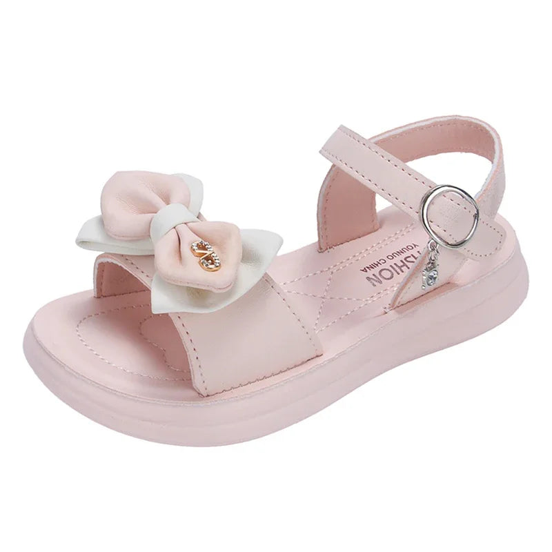 Girls Summer Sandals, Princess Shoes, Kids Party Footwear, Girls Bow Open-Toe Pink Sandals, KIDZADORA Sandals For Girls