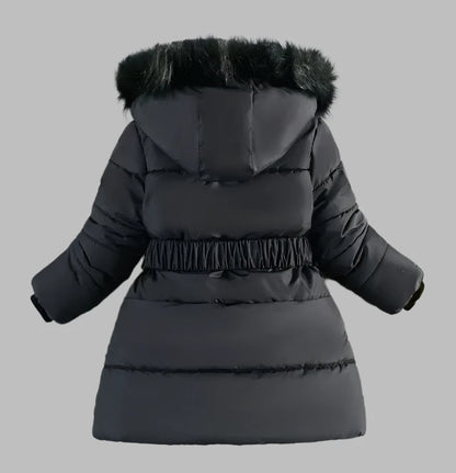 Girls Coat, Lined, Black, Hooded, Padded, Winter Kids Outerwear, KIDZADORA Children's Clothing UK