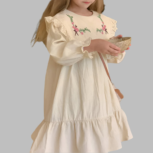 Girls Embroidered Dresses, Kids' Summer Dresses. Toddler Dress, Classic Knee Length Children's Dress