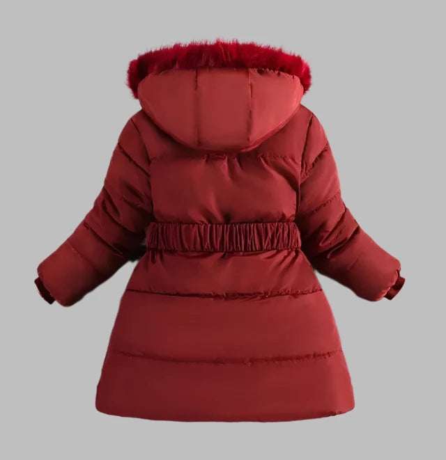 Girls Coat, Red, Faux Fur Hooded, Padded, Winter Kids Outerwear, KIDZADORA Baby & Children's Clothing UK