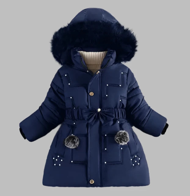 Girls Coat, Blue, Hooded, Padded, Winter Kids Outerwear, KIDZADORA Children's Clothing UK