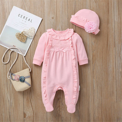 Newborn Baby Girl Pink Rompersuit Long Sleeve with Cap | Baby Girl Clothing | KIDZADORA Baby & Children's Clothing