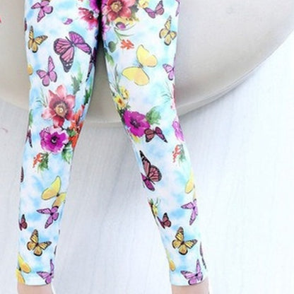 Kids Children's Leggings | Leggings for Girls + Toddlers | Printed Leggings | Butterfly Floral Colourful Long Leggings | KIDZADORA Baby, Girls & Boys Clothing | UK