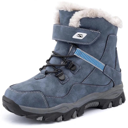 Kids Snow Boots | Boys Leather Blue Winter Footwear | Unisex Leather Winter Boots for Kids | KIDZADORA Children's Clothing & Footwear UK | London Kids Fashion