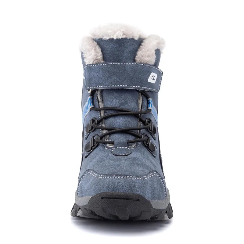 Kids Snow Boots | Boys & Girls Blue Leather Winter Footwear | Unisex Leather Winter Boots for Kids | KIDZADORA Children's Clothing & Footwear UK | London Kids Fashion