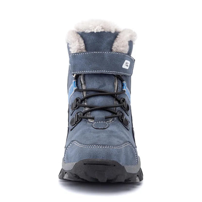 Kids Snow Boots | Boys & Girls Blue Leather Winter Footwear | Unisex Leather Winter Boots for Kids | KIDZADORA Children's Clothing & Footwear UK | London Kids Fashion