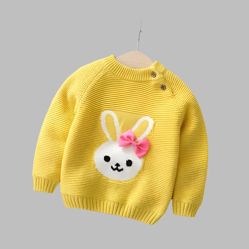 Girls Knitted Jumper, Yellow, Cute Infant Sweater, Kids Fleece Jumper, Children's Knitwear, Baby Jumper, KIDZADORA Baby & Children's Clothes, UK