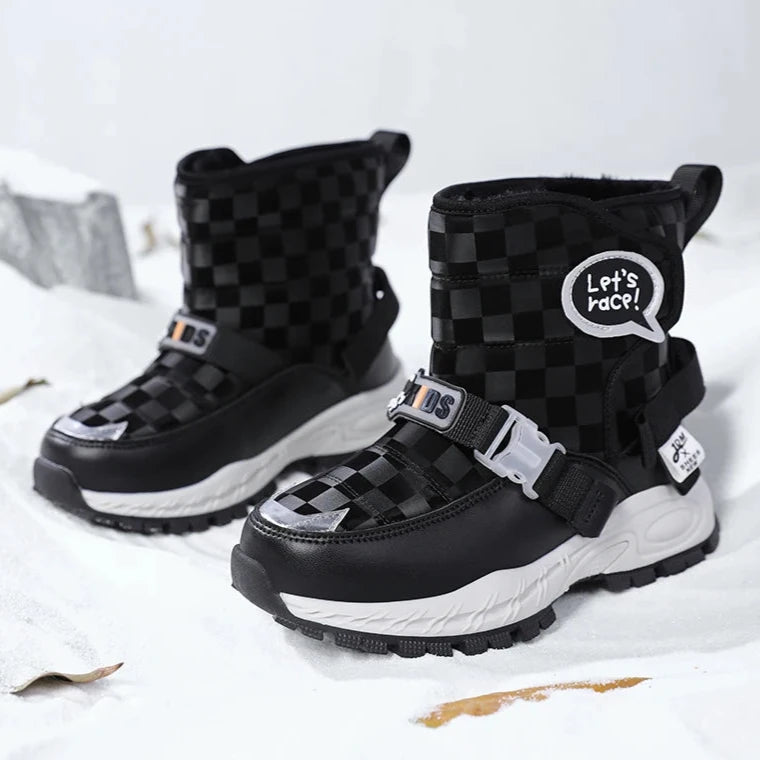 Boys Boots, Unisex, Black & White Boots, Boys & Girls Snow Boots, Kids Boots, Children's Snow Boots, Kids Footwear at KIDZADORA London UK