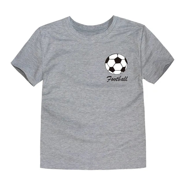 Kids T-Shirt-Boys T-Shirt-Girls T-Shirt-Children's Grey Football Tee-KIDZADORA UK