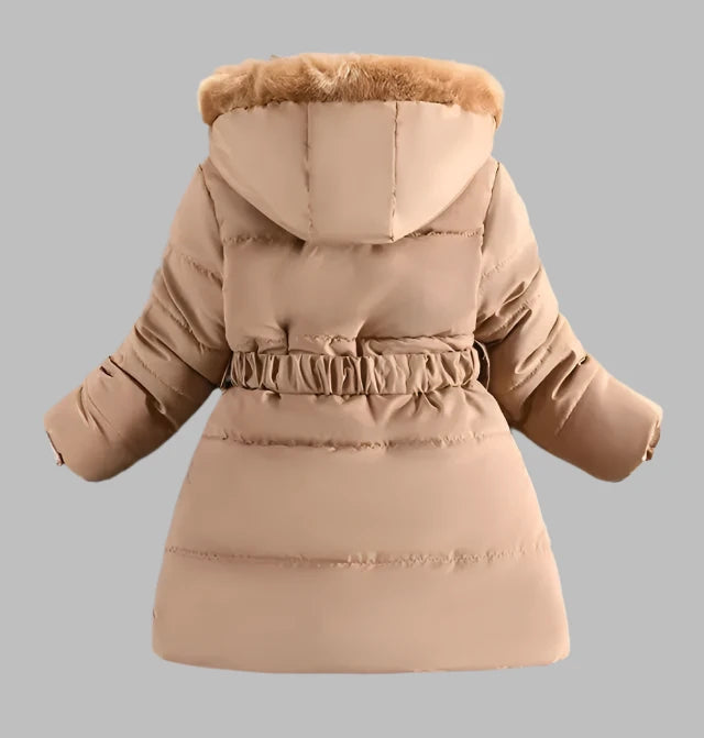 Girls Coat, Khaki, Hooded, Padded, Winter Kids Outerwear, KIDZADORA Children's Clothing UK