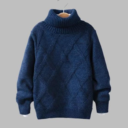 Kids Winter Jumper, Warm Lined Sweater, Boys Polo Neck, Girls Knitwear Turtleneck, KIDZADORA Kids Clothing UK