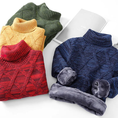 Children's Winter Clothing, Girls and Boys Winter Polo Neck Jumper, Kids' Padded Turtleneck Sweater, KIDZADORA Kids Fashion UK