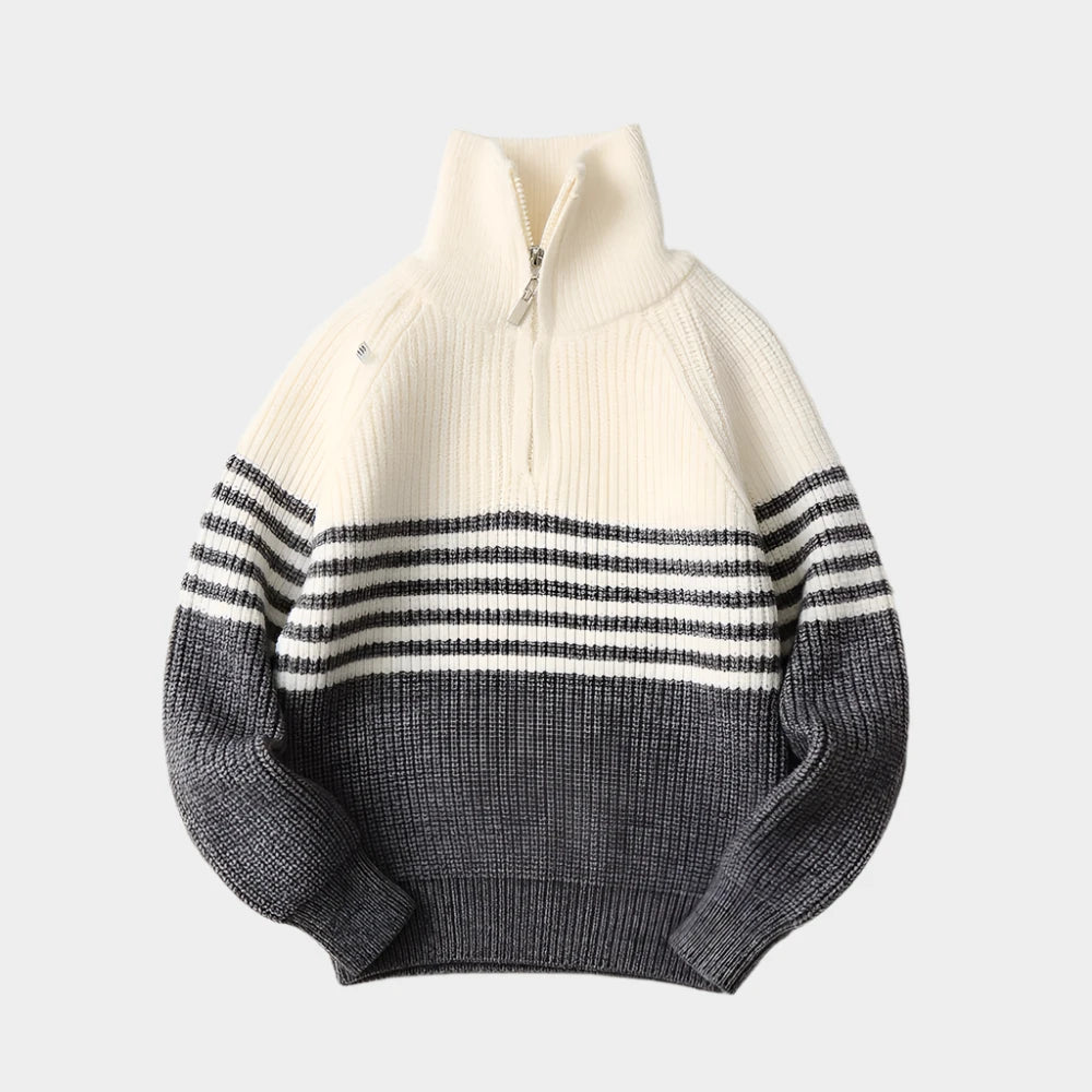 Boys Grey Turtleneck Sweater, Kids Jumpers, Kids Block Colour Jumper, Striped, KIDZADORA Baby & Children's Clothing UK