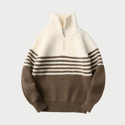 Boys Turtleneck Sweater, Kids Jumpers, Kids Brown & Creme Block Colour Jumper, KIDZADORA Baby & Children's Clothing UK